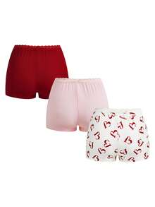 3件套女士睡裤 - 酒紅色 - 查看 2