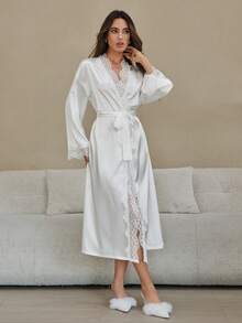 女式睡袍 - 白色 - 查看 4