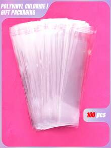 SHEIN 100pcs Transparent Packaging Bags, Simple And Practical, Multifunctional, Valentine's Day, Wedding, Birthday, Storage Container - Clear - View 4