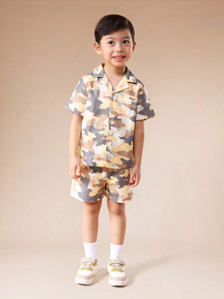 Camouflage Polo Shirt And Shorts Set