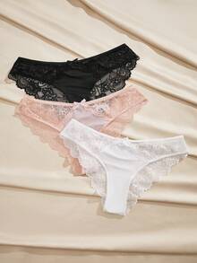 Charlaine 3 Packs Low-Rise Lace Underwear Lingerie - Multicolor - View 3