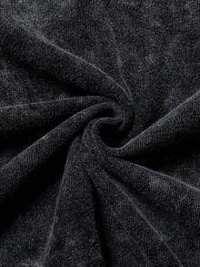 PAVTROS 冰雪雪花水洗工艺，做旧效果，不规则下摆，宽松版型，男士英文店名T恤，春夏皆宜，夏季，度假，复古，外出，派对，节日，送男友礼物，街头风，运动 - 黑色 - 查看 8