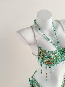 Elamini Bộ đồ bơi 2 mảnh đính hạt cho nữ, Bộ đồ bơi nữ, Bikini đi biển mùa hè 2026, Trang phục mùa hè cho nữ, Váy đi biển, Trang phục đi biển cho nữ, Trang phục nghỉ hè thanh lịch, Trang phục đi nghỉ mát cho nữ, Đồ bơi, Áo tắm cho nữ, Trang phục đi biển, hồ bơi, dự tiệc, trang phục mùa xuân/hè kiểu nữ thần, Đồ bơi đính hạt, Bikini đính hạt, Trang phục khiêu vũ, Trang phục nàng tiên cá, Trang phục đi nghỉ mát, Phong cách Boho, Gợi cảm, Trơn, Kẻ sọc, Thường ngày - màu xanh lá - Xem 4