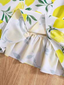 Sparklyn Đầm yếm mùa hè in hình chanh cho bé gái, đầm chữ A viền lá sen tươi mát, chất liệu nhẹ và thoáng khí in họa tiết chanh, thân thiện với da và thấm hút mồ hôi, thích hợp cho mặc hàng ngày vào mùa hè, đi nghỉ mát và các dịp khác. - Nhiều màu - Xem 8