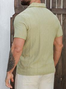 Manfinity RSRT Męska, teksturowana, krótka, casualowa koszulka polo do pracy - Oliwkowy zielony - Zobacz 2