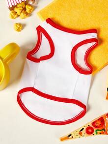 PETSIN 1pc Love Cat Letter Printed Pet Tank Top, Breathable And Skin Friendly, Red And White Edition - Multicolor - View 2