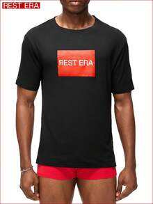 SHEIN 1pc Men's Black Short Sleeve Casual Undershirt, Summer - Black - View 3