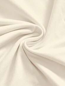 ROMWE Kawaii Cute Collegiate Innocent Heart Rabbit Slogan Bow Lace All-Over Print Sexy Women T-Shirt - Beige - View 3