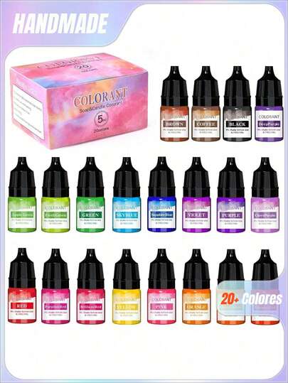 5ml 20 Colores Tinte para Velas Apto para Molde de Silicona DIY Velas Artesanales Perfumadas Tinte para Jabón Colorante de Cera de Soja