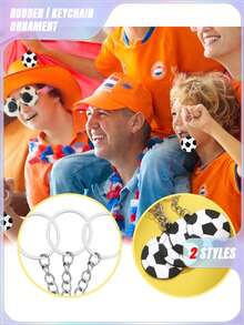 SHEIN 20件足球形状钥匙扣装饰套装情人节、情人节婚礼、生日、婚礼用品、钥匙扣 - 彩色 - 查看 5