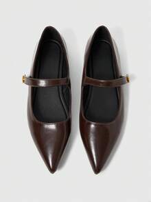 Sleekvia 女士搭扣设计休闲百搭平底鞋 - 棕色 - 查看 6