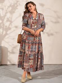 EMERY ROSE Đầm nữ cỡ lớn kiểu dáng thường ngày, họa tiết hoa cổ điển, thích hợp cho kỳ nghỉ hè. - Nhiều màu - Xem 6