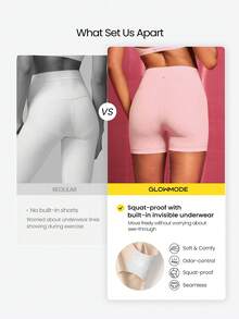 GLOWMODE 4.3" FeatherFit™ High-Rise Waist Shorts With Built-In Shorts Non-Slip Grips Low Impact Yoga Pilates Studio Daily Casual Wear - Baby Pink - View 2