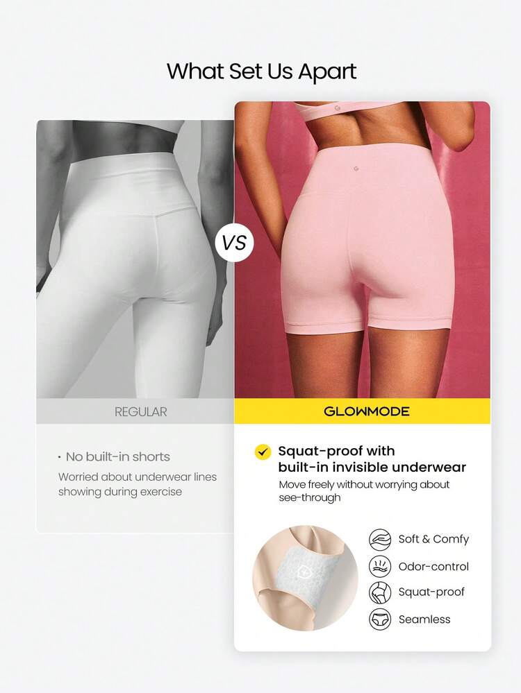 4.3" FeatherFit™ High-Rise Waist Shorts With Built-In Shorts Non-Slip Grips Low Impact Yoga Pilates Studio Daily Casual Wear