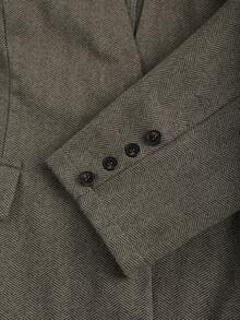 Franclia Plus Size V-Neck Cinched Waist Long Sleeve Woven Blazer Brown Blazer Women Women Suit Women Blazers Dress Jacket Women's Blazer Women's Suit Women's Blazers - Khaki - View 5