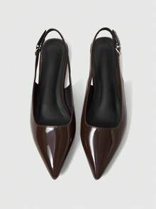 Sleekvia Women's Fashion Versatile Commuter Buckle Pointed Toe Flats - Brown - View 3