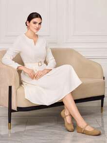 Sleekvia Women's Buckle Design Casual Versatile Flat Shoes - Khaki - View 6