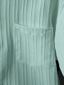 SHEIN Vintaside Kids 男童通勤休闲条纹立领衬衫+条纹短裤两件套，舒适时尚 - 綠色 - 查看 4