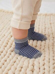 Cozy Pixies 4 Pairs Of Baby Socks, Blue Striped Star Polka Dot Bear Cute Socks, Suitable For Indoor And Outdoor Wear - Multicolor - View 12