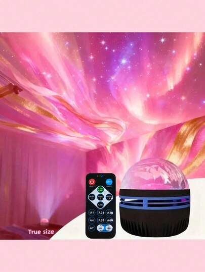 1 pieza Proyector de la galaxia de las luces del norte con varios efectos de iluminación, proyector de estrellas LED 2 en 1 con control remoto y lámpara de nebulosa, adecuado para dormitorio/sala de juegos/sala de cine en casa/techo/cumpleaños/lámpara de fiesta nocturna
