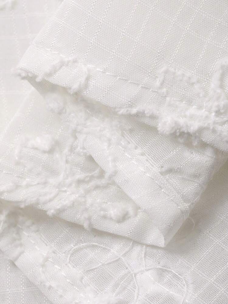 Women's Floral Embroidery V-Neck Single-Breasted Lantern Sleeve T-Shirt