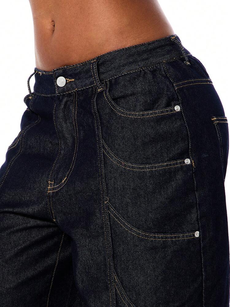 SUMWON WOMEN Pantaloncini in denim a vita alta e gamba larga con tasche