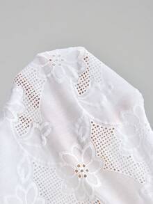 Ontre 2026SS New Women's Embroidered Long Sleeve Shirt, Suitable For Modern Urban Parties, Back To School Season, Urban Minimalist Casual Daily Wear, Bohemian Style, Vacation, Festivals, Spring Lace Button Up Shirt White Button Up Women - White - View 8