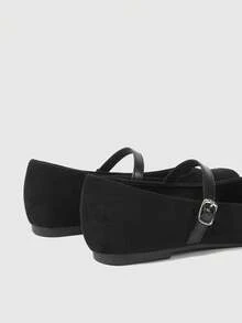 Sleekvia 女士休闲百搭通勤搭扣平底鞋 - 黑色 - 查看 9