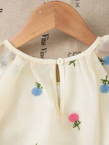 Souflis Souflis Young Girl' Summer Chiffon Lollipop Flower Embroidery Ruffle Hem Cap Sleeve Princess Dress, Vacation & Party - Apricot - View 4