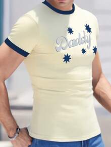 Resyla Men 春夏休闲街头风紧身性感英文图案撞色“Daddy”印花男士T恤 - 彩色 - 查看 6