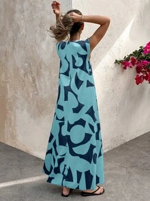 Flora Isola Flora Isola Women's Retro Patterned Extra Long Dressfall Clothes Fall Clothes - Multicolor - View 2