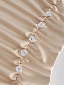 Franclia Áo hai dây nữ màu sâm panh thanh lịch với phần eo xếp ly và chi tiết cúc, áo hai dây kiểu dáng ôm sát, áo hai dây trang trí cúc, xếp ly bên hông, thích hợp mặc mùa xuân/hè, đa năng và sang trọng, cổ áo xếp bèo thanh lịch, áo hai dây màu sâm panh, áo mặc đi hẹn hò, áo hai dây dự tiệc cưới. - Rượu sâm banh - Xem 5