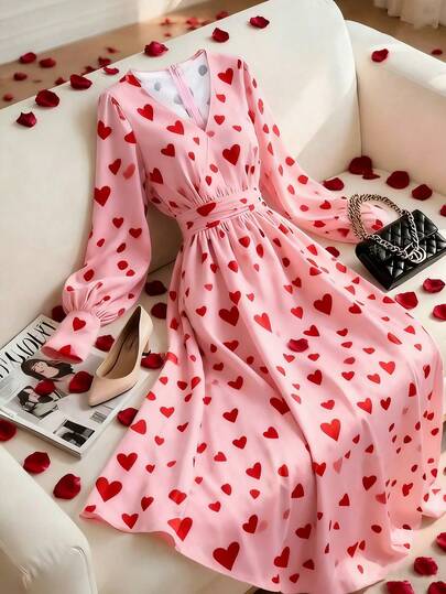 Chiquease 女士简约印花连衣裙，情人节装扮