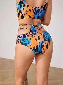 Menodora SHEIN Sport Menodora SHEIN Sport Sous-vêtements de sport à la mode pour femmes avec motif tie-dye et imprimé intégral, avec découpes ajourées - Bleu azur - Voir 6