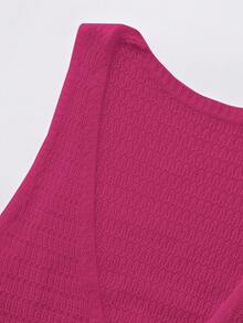 Swim Chiccia Women's Summer Vacation Metal Decor Hollow Out Cover Up Dress - Hot Pink - View 7