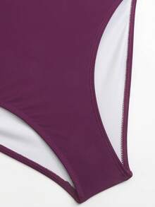 Bonvoyette 性感露背系带网纱连体泳衣，显瘦设计，热门单品，春夏款 - 中紫紅色 - 查看 12