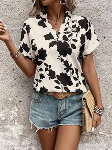 EMERY ROSE Áo sơ mi tay ngắn cổ bẻ in hoa, kiểu dáng thường ngày, đa năng. - Nhiều màu - Xem 5