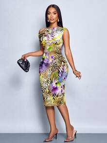 Women Midi Dresses - Multicolor 10 - View 5