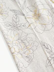 ZEYLAH 女士印花褶裥阔腿宽松西装裤 - 杏色 - 查看 4