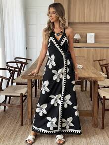 Louniche Women's Casual Vacation Everyday Positioning Print Long Straight Dress - Multicolor - View 4