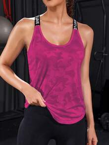 Powerista Buchstaben Grafik Kontrast Bindung Sport Tank Top Trikot Workout Tank Top - Violett - Übersicht 3