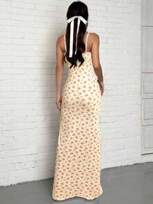 SHEIN EZwear 女士度假粉色碎花侧开衩吊带连衣裙 - 彩色 - 查看 2