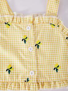 SHEIN Playful Pals 2pcs/Set Girls Casual Yellow Camisole Top And Pants Set, Summer - Yellow - View 7