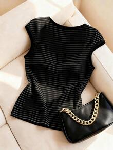 Resyla 条纹数码印花时尚简约圆领T恤，送朋友的礼物 - 彩色 - 查看 2