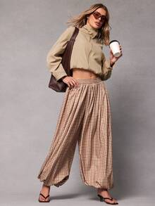 Hauture Women's Cropped Casual Twill Trucker Jacker - Khaki - View 4