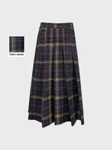 Rina Fox Women's Plaid Print Pleated Pocket Casual Versatile A-Line Skirt - Multicolor - View 3