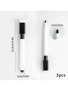 3/10pcs Black Erasable Magnetic Writing Marker Pen, Water-Based Erasable Whiteboard Pen For Blackboard, Wet Erasable Led Light Board Pen With Felt, Erasable Dustless Chalk For Blackboard, Magnetic Wiper Dry-Erase Marker With Brush, Erasable Sign Pen, Water-Based Whiteboard Pen Best Gifts Birthday - Multicolor - View 8