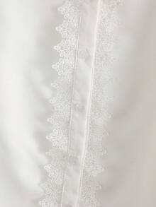 Franclia Women's Simple Blouse, Everyday Commuting Blouse, Round Neck, Long Sleeve Blouse, Pearl Lace Blouse, Elegant Women's Blouse - White - View 6