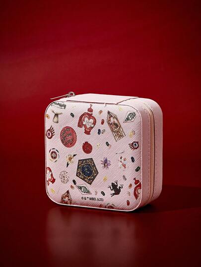 FanGlow HARRY POTTER X SHEIN 1 Pc Of Pink Candy Flower Frog Pull-Out Jewelry Storage Box, Square Portable Jewelry Box For Storing Rings, Necklaces And Earrings