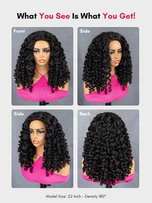 QUICK WEAR 9am Hair Store 即戴即用半假发，预造型卷发棒卷曲/蓬松直发，灵活贴合，三合一半假发，带抽绳，自然发际线，无缝设计，新手友好，即戴即用，无需胶水，真人发假发，预先拔毛发际线，180%密度，16-26英寸常规尺寸，自然色，未经加工的处女发，情人节真人发无蕾丝假发，自然无胶假发，适合浪漫约会，女士真人发假发 - SNatural - 查看 4